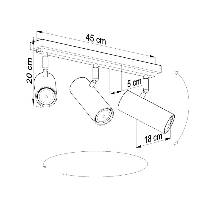 Plafon Sollux Ligthing Direzione 3, 45cm, 2xGU10 LED 6W, bílý