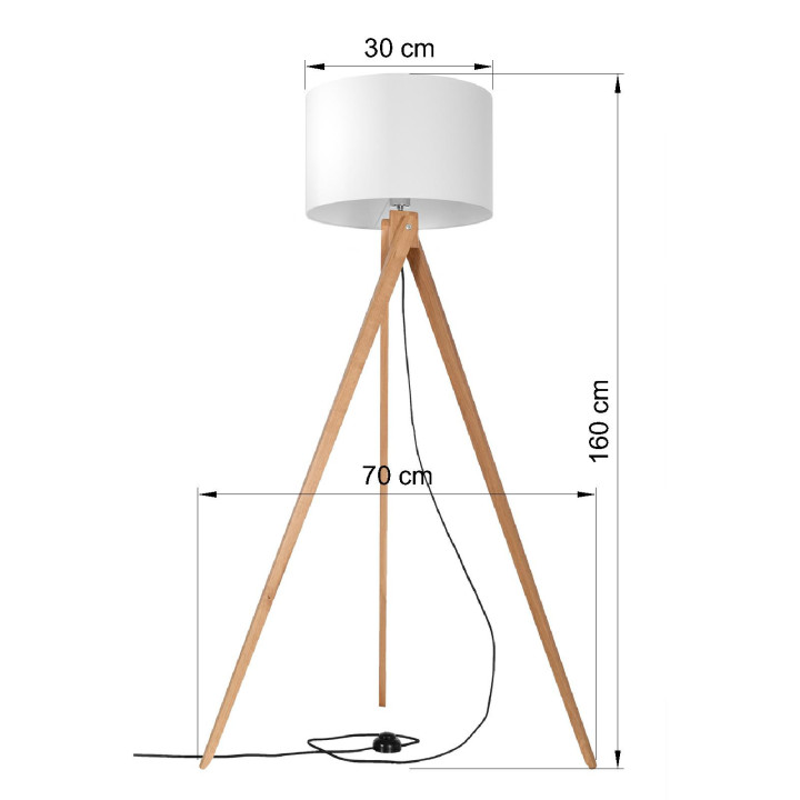 Lampa stojící Sollux Ligthing Legno 1, 35x80cm, 1xE27 60W, naturalne dřevo, bílý