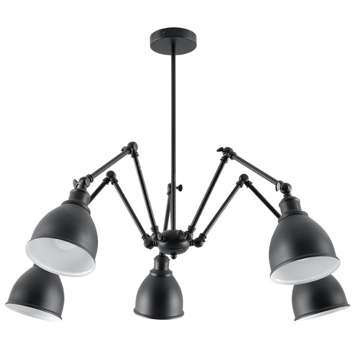 Żyrandol Sollux Ligthing Stark 3, klosz, 70cm, pohyblivé ramiona, E27 3x60W, černá