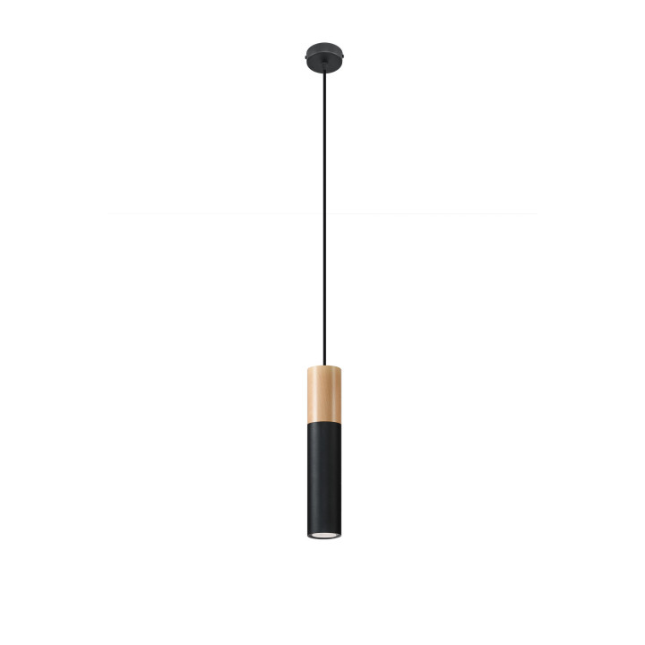 Lampa závěsná Sollux Ligthing Pablo, 8cm, GU10 1x40W, bílý/naturalne dřevo