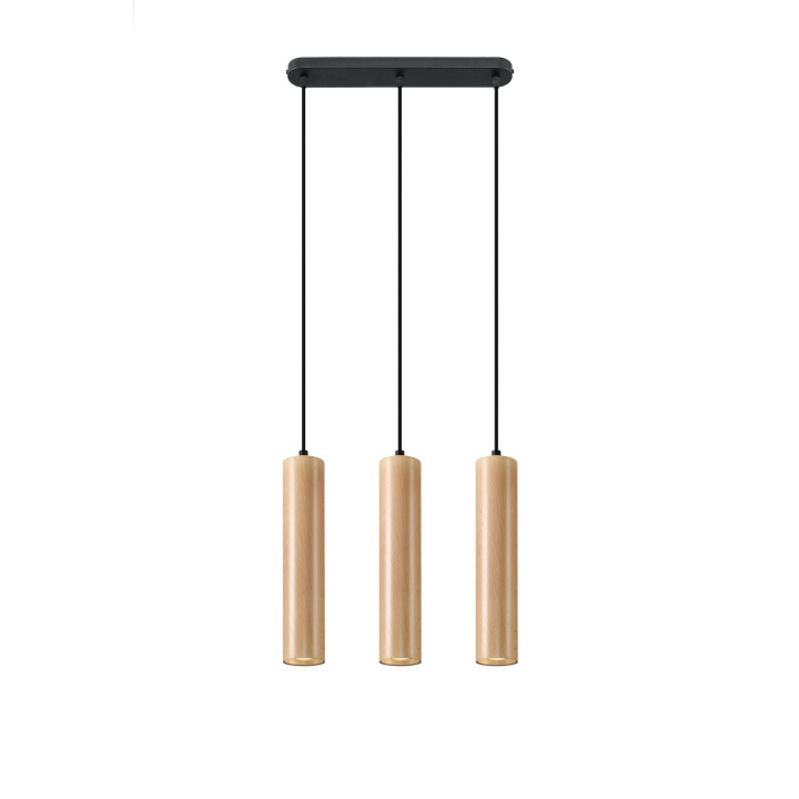 Lampa závěsná Sollux Ligthing Pablo 3, 6x40cm, GU10 3x40W, černá/naturalne dřevo