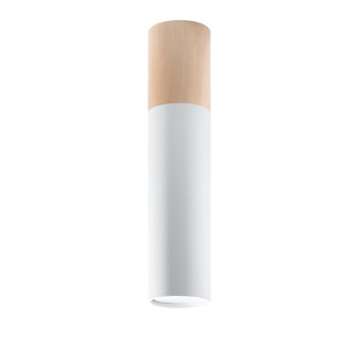 Lampa závěsná Sollux Ligthing Pablo, 8cm, GU10 1x40W, bílý/naturalne dřevo
