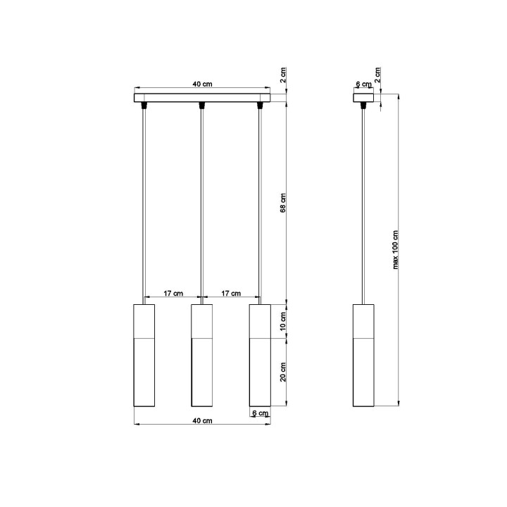 Lampa závěsná Sollux Ligthing Borgio 3, 6x40cm, GU10 3x40W, bílý/beton
