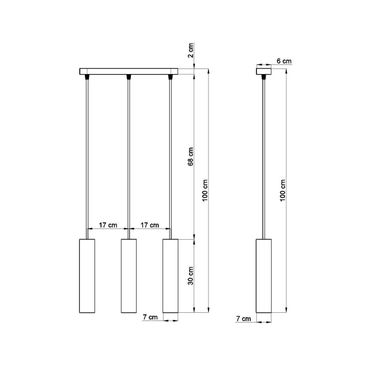Lampa závěsná Sollux Ligthing Luvo 2, 7x34cm, GU10 2x40W, černá/beton