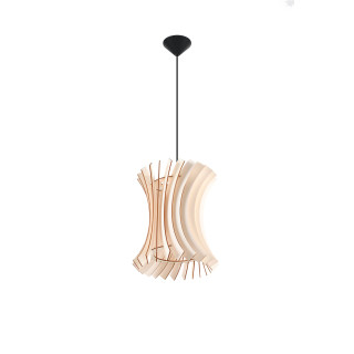 Lampa závěsná Sollux Ligthing Elza, 40cm, E27 1x60W, černá/naturalne dřevo