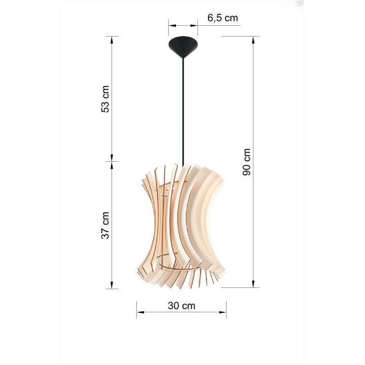 Lampa závěsná Sollux Ligthing Elza, 40cm, E27 1x60W, černá/naturalne dřevo