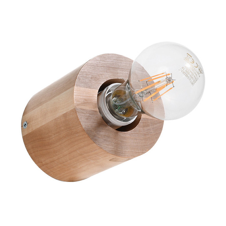 Plafon Sollux Ligthing Salgado, 10cm, kruhový, E27 1x60W, naturalne dřevo
