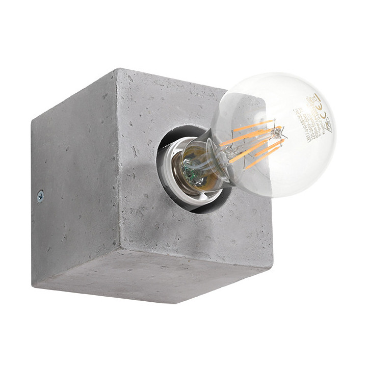 Plafon Sollux Ligthing Abel, 10cm, čtvercová, beton, E27 1x60W, šedá
