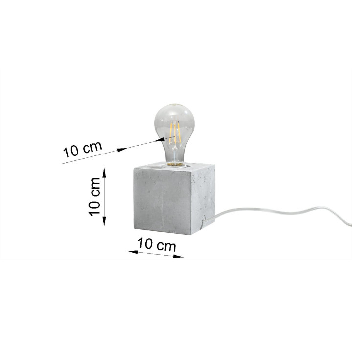Nástěnné svítidlo Sollux Ligthing Abel, 10cm, čtvercová, beton, E27 1x60W, šedá