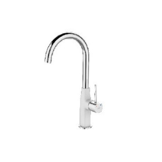 Dřezová baterie stojící s výtokovým ramenem U, výtokové rameno 167mm, Laveo Polla - bílá/chrom