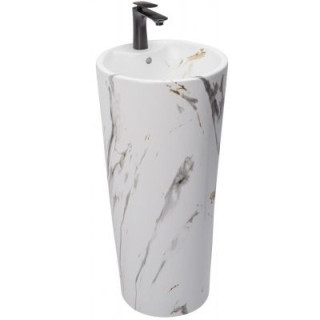 Rea Blanka Marble umyvadlo 36x36x84 cm volně stojící kulatá imitacja kamienia