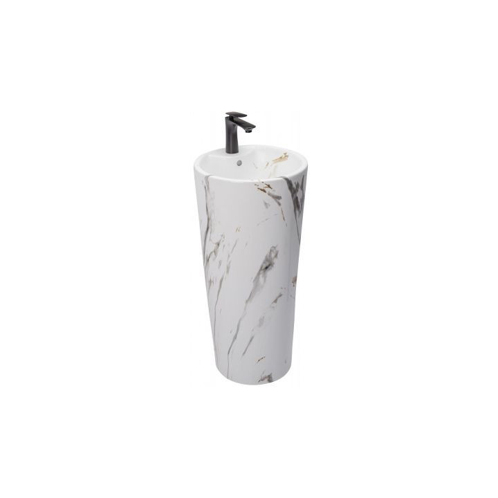 Rea Blanka Marble umyvadlo 36x36x84 cm volně stojící kulatá imitacja kamienia