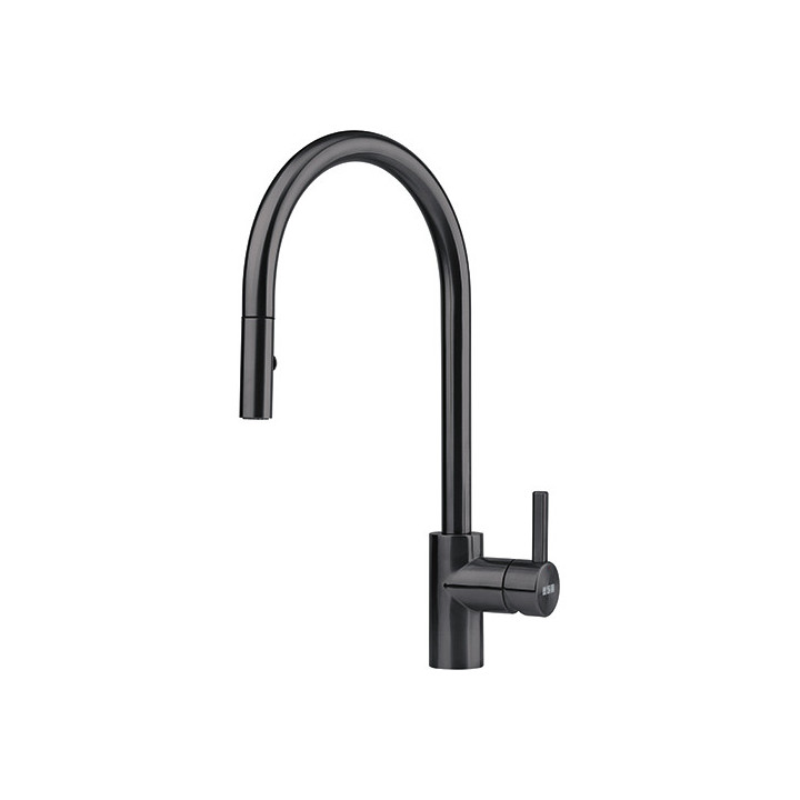Dřezová baterie Franke Eos Neo, výška 433mm, výsuvná sprcha, černá ušlechtilá ocel