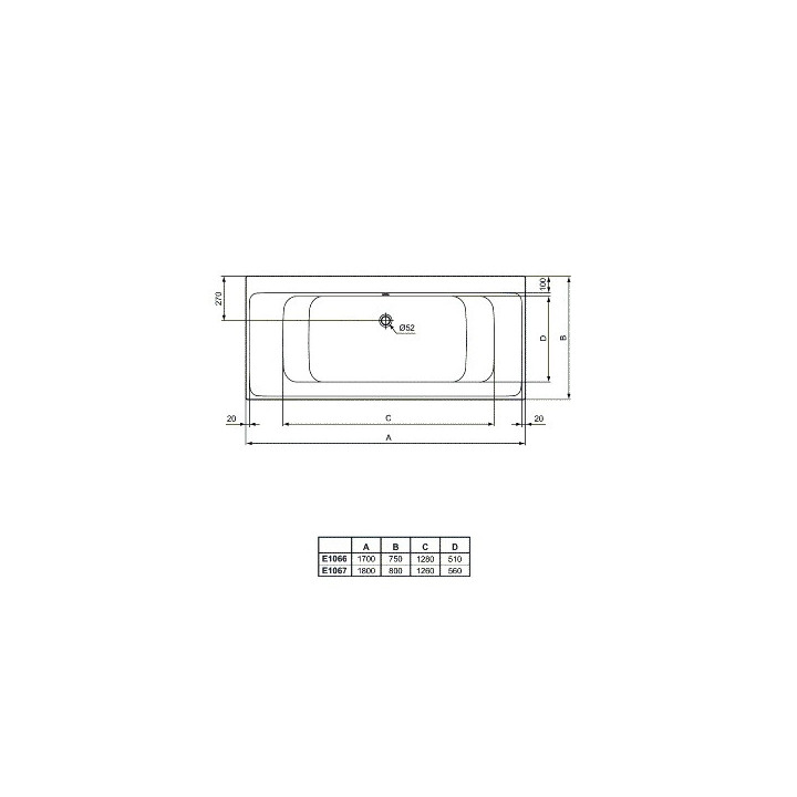 Vana obdélníková pro zástavbu Ideal Standard Connect Air DUO 180x80cm - bílá