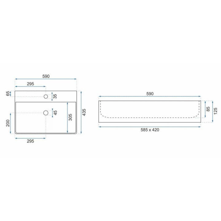 Umyvadlo REA Demi Slim, na desku 51x39x13,5 cm