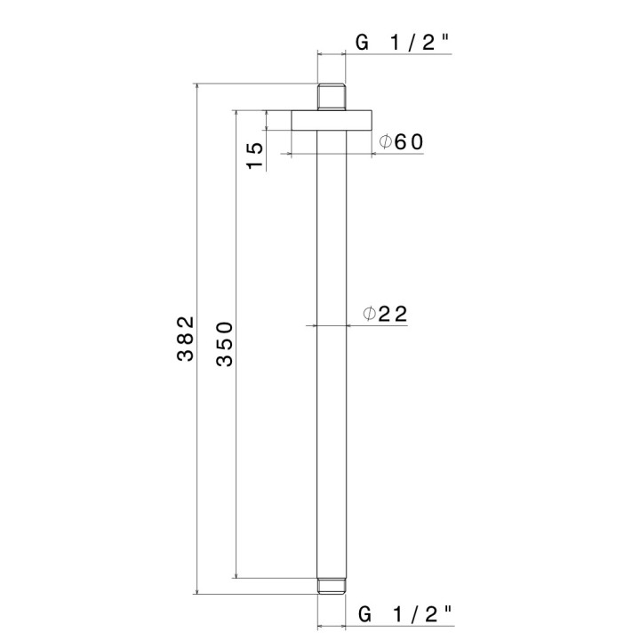 Rameno nástěnné pro hlavovou sprchu Vema Tiber Steel, 40cm, nerez inox