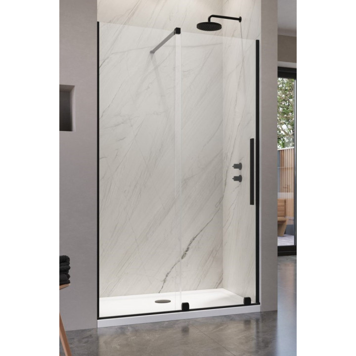 Dveře posuvné walk-in Radaway Furo Gold, levé, se stěnou, 160x200cm, sklo čiré, profil zlatá