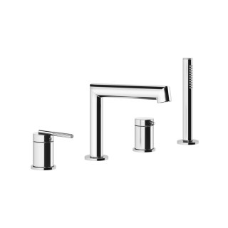 Vanová baterie 4otvorová Gessi Anello, stojící, 2 výstupy vody, sprchový set, chrom
