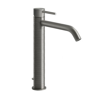 Umyvadlová baterie Gessi Trame, stojící, výška 305mm, zkrácená výtokové rameno,  zátka automatický, broušená ocel