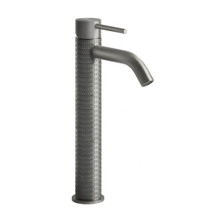 Umyvadlová baterie Gessi Meccanica, stojící, výška 305mm, zkrácená výtokové rameno, zátka automatický, broušená ocel