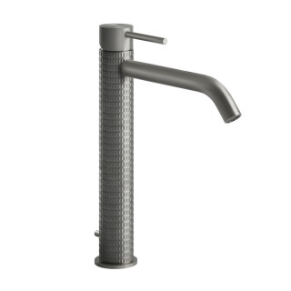 Umyvadlová baterie Gessi Meccanica, stojící, výška 305mm, zkrácená výtokové rameno, zátka automatický, broušená ocel