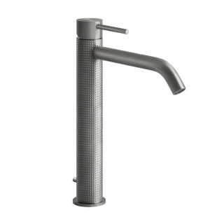 Umyvadlová baterie Gessi Cesello, stojící, výška 305mm, zkrácená výtokové rameno, zátka automatický, broušená ocel