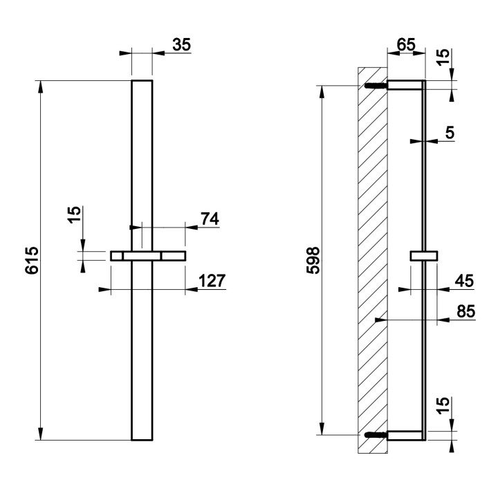 Sprchová tyč Gessi Shower316, 828mm, z suwanym držákem, broušená ocel