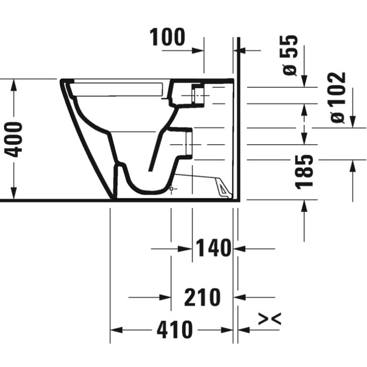 Mísa toaletní závěsná Duravit D-Neo Rimless, 54x37cm, bez rantu spłukującego, 4,5 l, UWL klasa 1, bílá