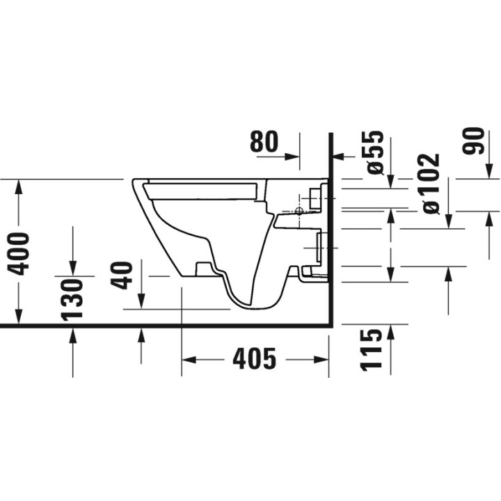Mísa toaletní závěsná Duravit D-Neo Rimless, 54x37cm, bez rantu spłukującego, 4,5 l, UWL klasa 1, bílá