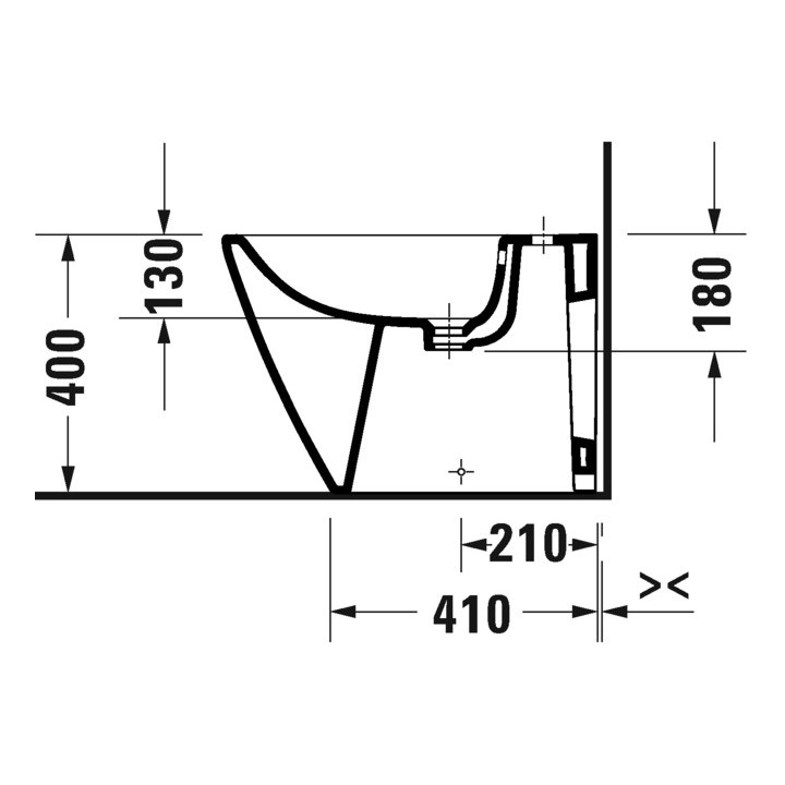 Bidet stojící Duravit D-Neo Rimless, 65x37cm, z přepadem, otvor na baterii bílý