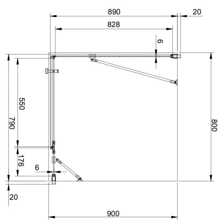 Čtvercová sprchový kout Omnires Manhattan, 80x80cm, dveře sklopné, sklo transparentní, profil černá matnáný
