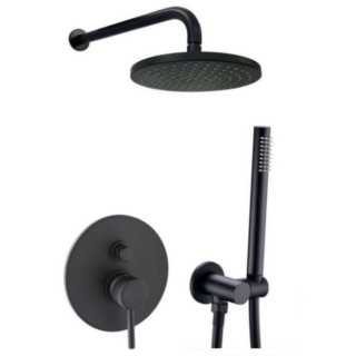 Sprchový set Paffoni Light,  podomítkový, 2 výstupy vody, horní sprcha kulatá 225mm, černá matnáný