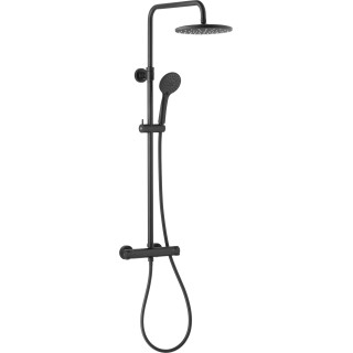 Horní sprcha s baterií termostatickou KFA Moza Black, montáž na stěnu, kulatá 225mm, černá