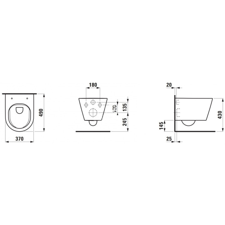 Závěsné wc WC Laufen Kartell by Laufen, 49x37cm, rimless, zaoblená, bílý