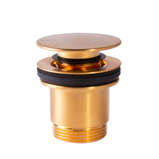Odtok umyvadlový Tres, click-clack, 63mm, 24-K zlato matné