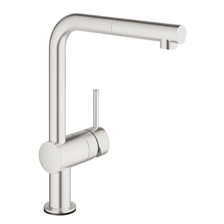 Elektronické dřezová baterie Grohe Minta Touch, páková, výsuvná sprcha, nerez
