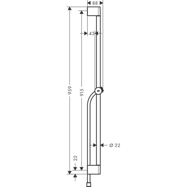 Sprchová tyč Hansgrohe Unica Pulsify, 65cm, z suwakiem a hadicí, chrom