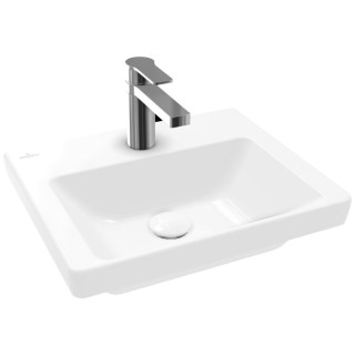 Závěsné umyvadlo Villeroy & Boch Subway 3.0, 50x40cm, z přepadem, otvor na armaturu, Weiss Alpin