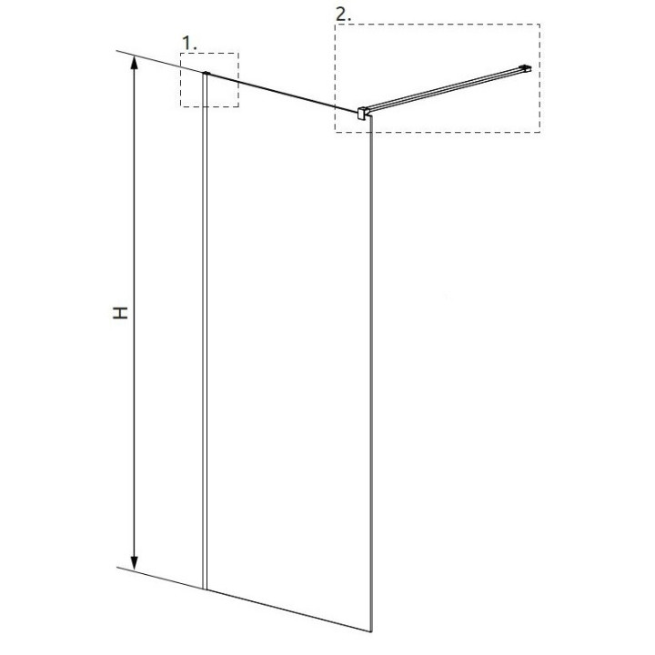 Sprchový kout Walk-In Radaway Modo New Black II Factory 50, sklo čiré, wys. 200cm, profil černá- sanitbuy.pl