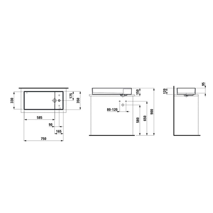 Umyvadlo Kartell by Laufen 75x35 cm - bez otvoru pro baterii