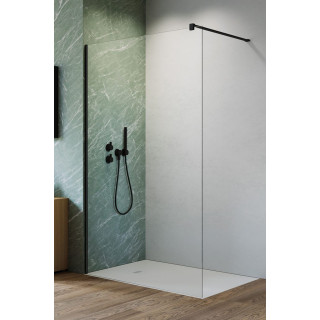 Dveře posuvné walk-in Radaway Furo Black, pravé, se stěnou, 90x200cm, sklo čiré, profil černá