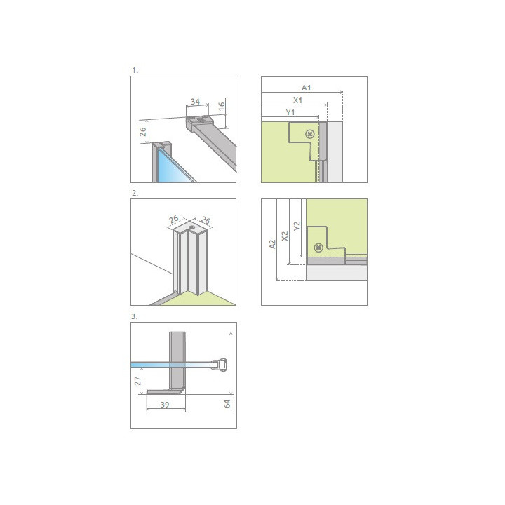 Pevná boční stěna S1 70 Radaway Nes KDJ II, przejrzysta, 700x2000mm, profil chrom