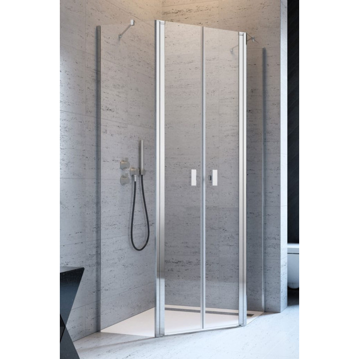 Sprchový kout symetrická Radaway Nes Black PTJ 80x80cm, dveře levé, sklo čiré, profil chrom