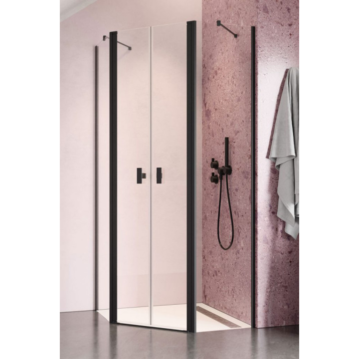 Sprchový kout symetrická Radaway Nes Black PTJ 80x80cm, dveře levé, sklo čiré, profil chrom