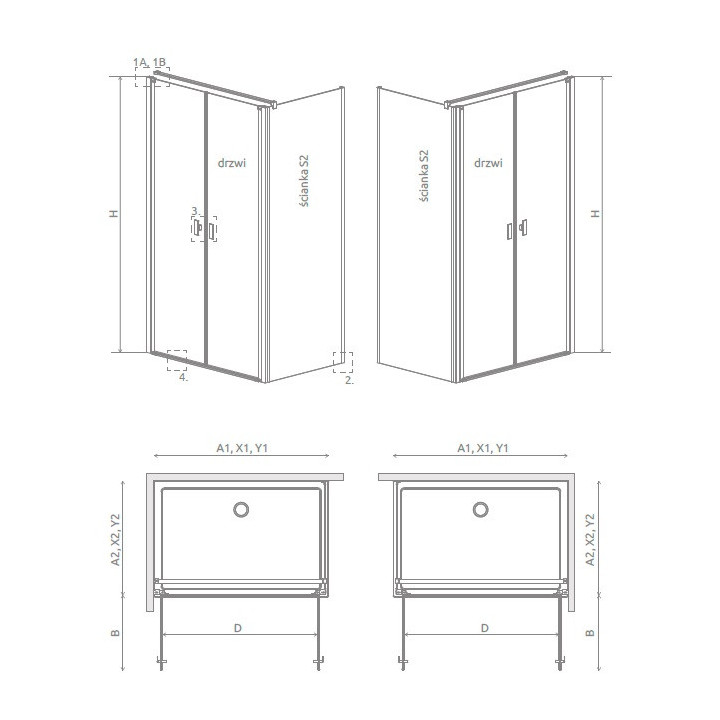 Dveře sprchové Radaway Nes KDS II 120, levé, 1200x2000mm, stříbrná profil