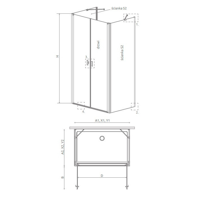 Dveře sprchové Radaway Nes KDS II 120, levé, 1200x2000mm, stříbrná profil