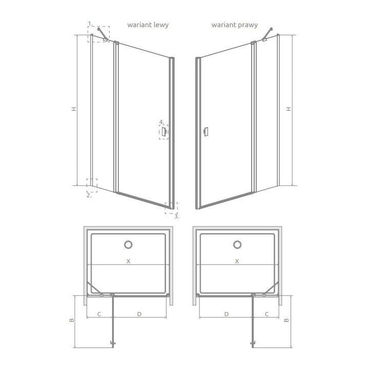 Dveře sprchové Radaway Nes KDS II 120, levé, 1200x2000mm, stříbrná profil