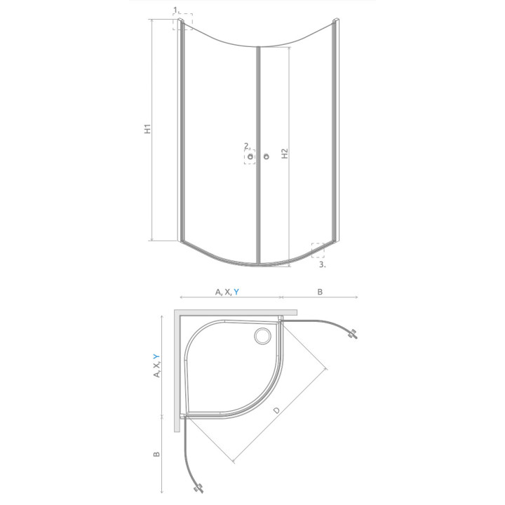 Čtvrtkruhový sprchový kout Radaway Essenza New Black PDD 90 část pravá 86.7-88-2x200cm, profil černá, sklo čiré