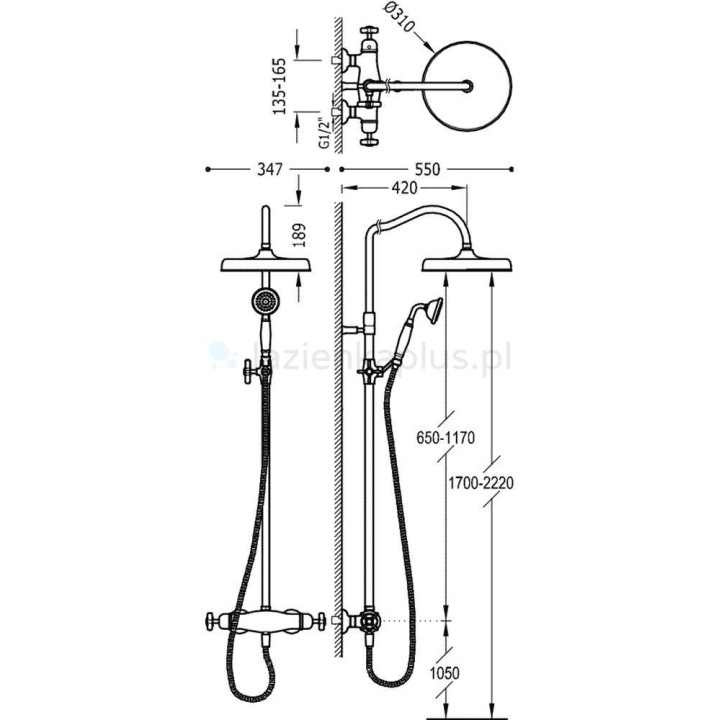 Souprava termostatický sprchový Tres Monoclasic, chrom 