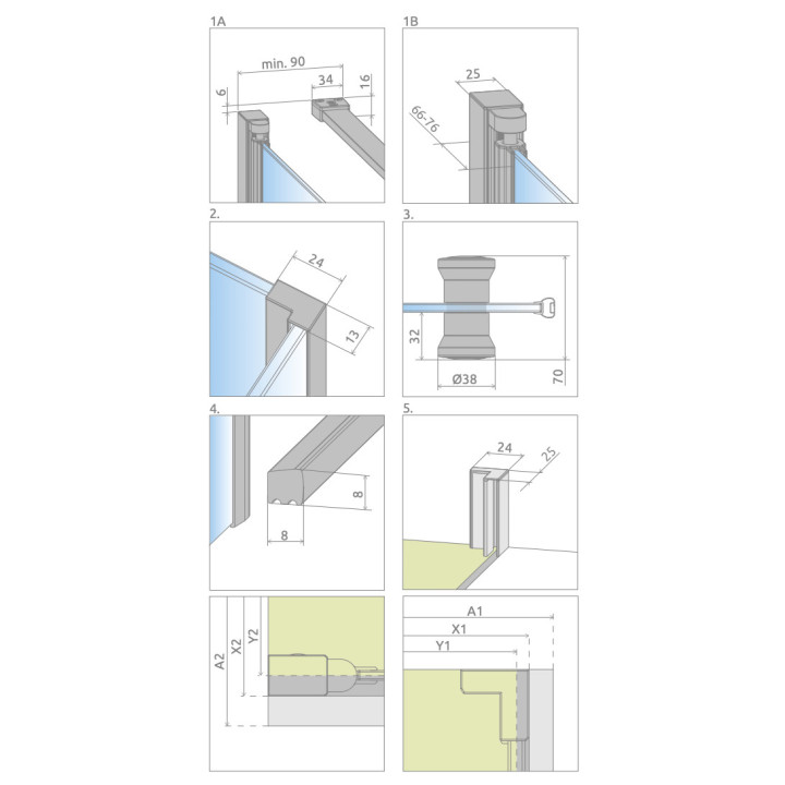 Dveře sprchové Radaway Nes Black KDS II 120, levé, 1200x2000mm, profil černá